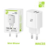 OXYN - Caricabatteria Doppio USB - 2.4A