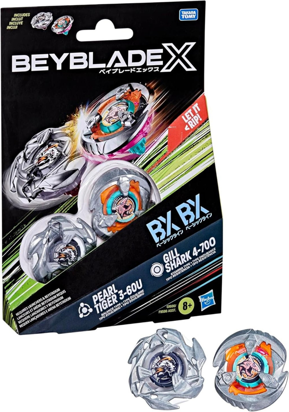 HASBRO - Beyblade X - Pearl Tiger 3-60 U - Gill Shark 4-700