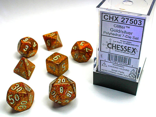 CHESSEX - SET DADI GLITTER - GOLD/SILVER