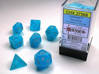 CHESSEX - SET DADI  LUMINARY - SKY/SILVER