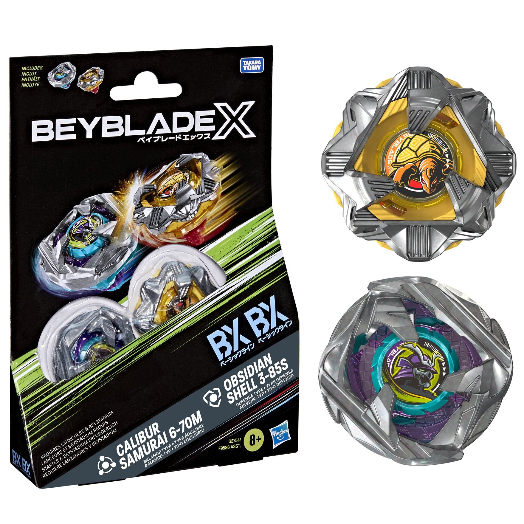 HASBRO - BEYBLADE-X - CALIBUR SAMURAI 6-70M - OBSIDIAN SHELL 3-85S