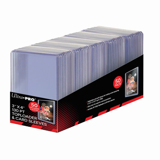 Ultra Pro - Regular Toploader 130 pt (50 Pezzi + 50 Bustine Protettive)
